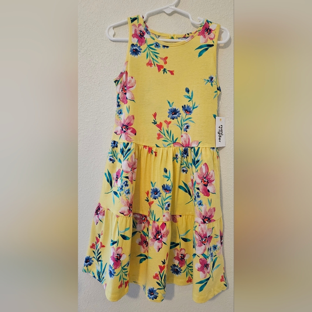 🎀 $8 Rumi + Ryder Girls Yellow Floral Tiered Dress with Pockets